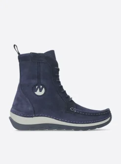 Wolky Ocean - paars nubuck<DAMES Hoge Veterschoenen|Veterlaarzen