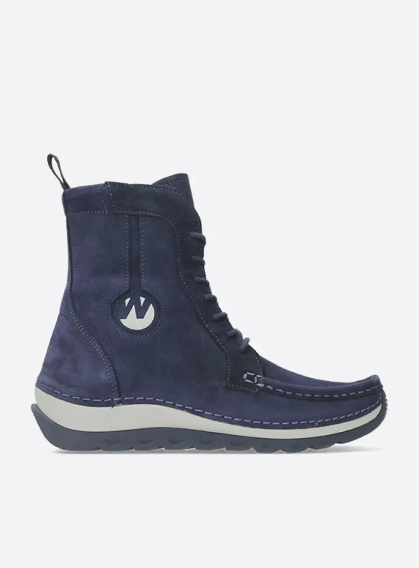 Wolky Ocean - paars nubuck<DAMES Hoge Veterschoenen|Veterlaarzen
