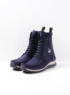 Wolky Ocean - paars nubuck<DAMES Hoge Veterschoenen|Veterlaarzen