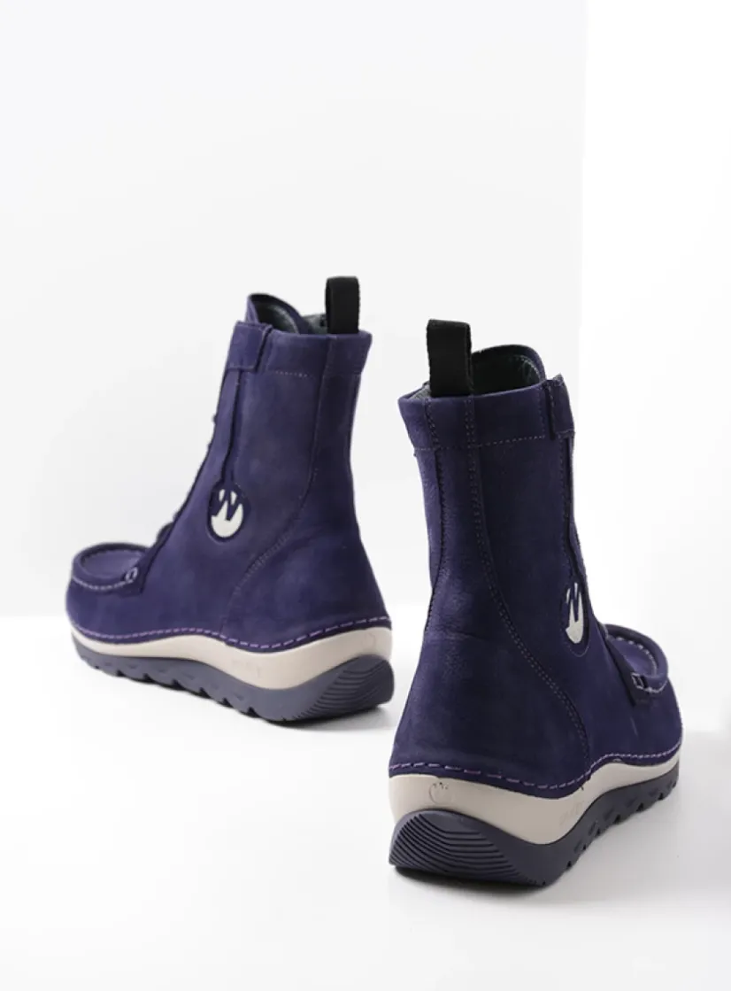 Wolky Ocean - paars nubuck<DAMES Hoge Veterschoenen|Veterlaarzen
