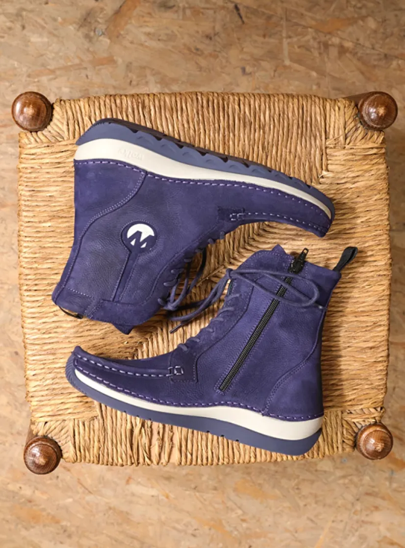 Wolky Ocean - paars nubuck<DAMES Hoge Veterschoenen|Veterlaarzen