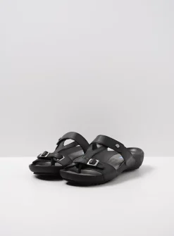 Wolky O'Connor - zwart leer<DAMES Slippers