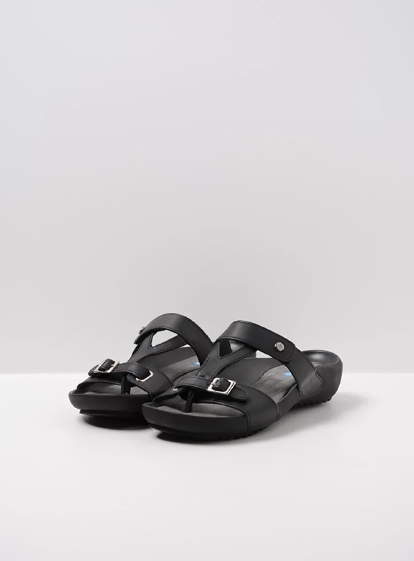 Wolky O'Connor - zwart leer<DAMES Slippers
