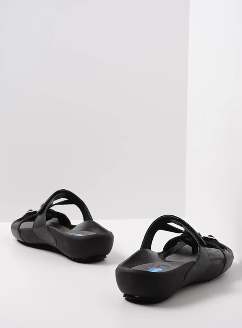 Wolky O'Connor - zwart leer<DAMES Slippers