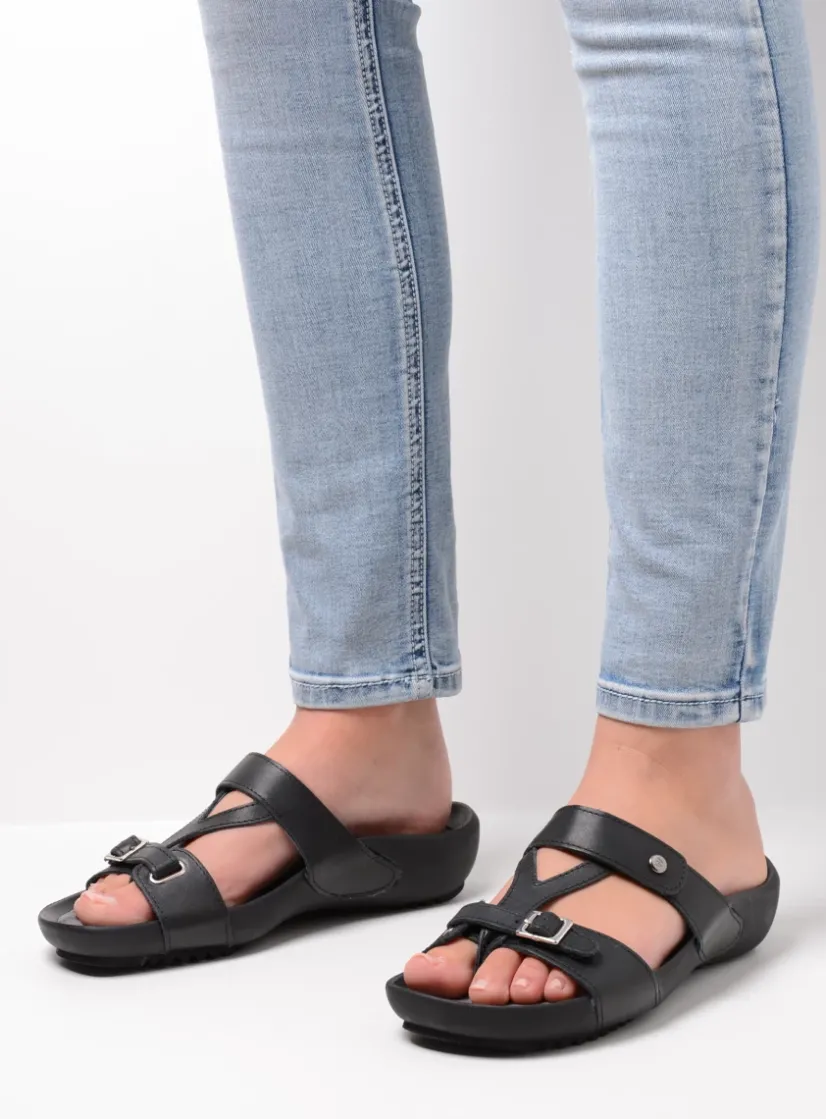 Wolky O'Connor - zwart leer<DAMES Slippers