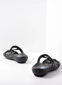 Wolky O'Connor - zwart/blauw suede<DAMES Slippers
