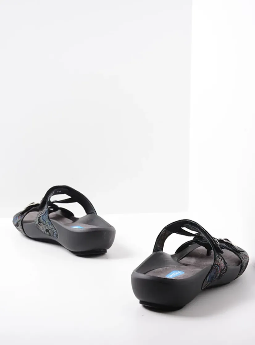 Wolky O'Connor - zwart/blauw suede<DAMES Slippers