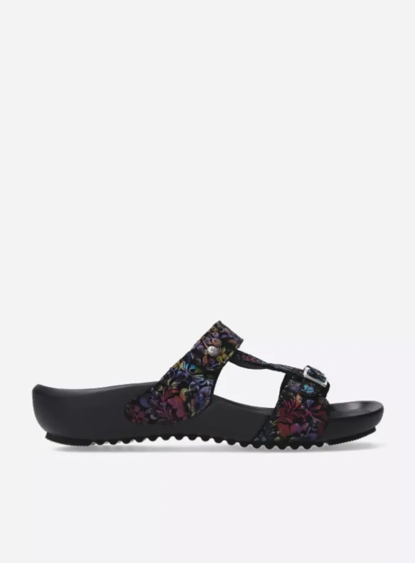 Wolky O'Connor - zwart/multi flower nubuck<DAMES Slippers