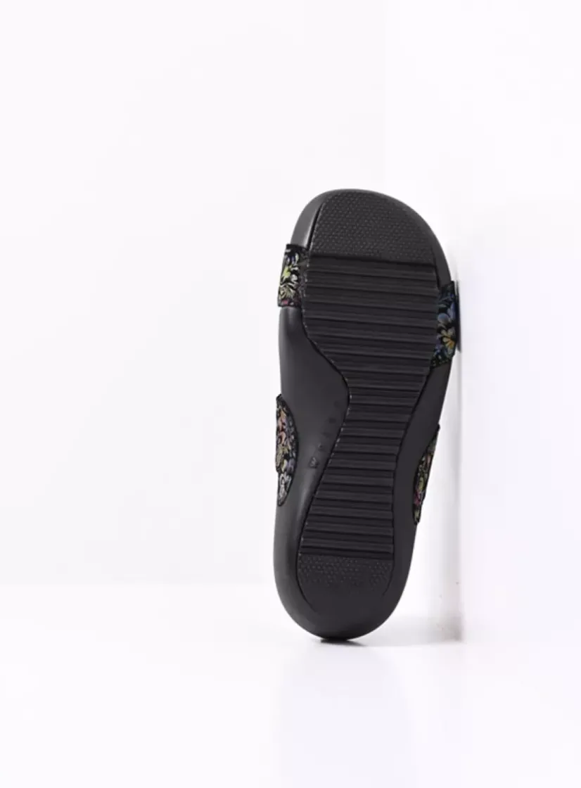 Wolky O'Connor - zwart/multi flower nubuck<DAMES Slippers
