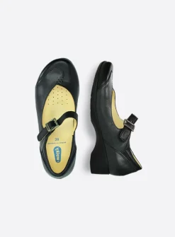 Wolky Opal - zwart leer<DAMES Bandschoenen