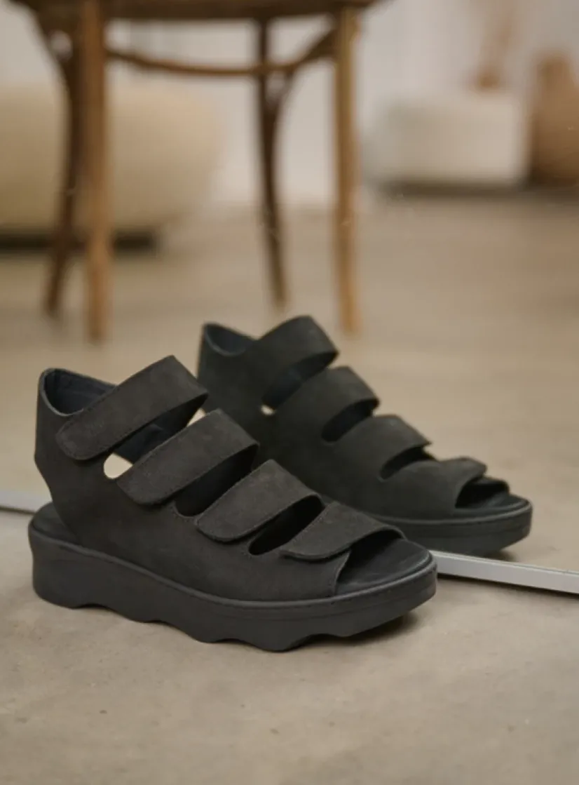Wolky Oro - zwart nubuck<DAMES Sandalen