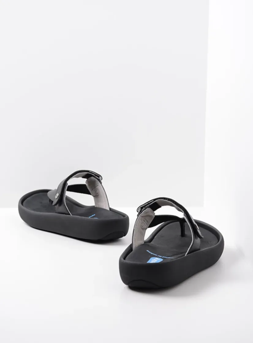 Wolky Peace - zwart leer<DAMES Slippers