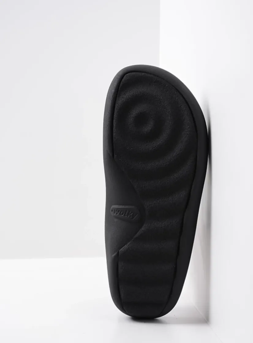 Wolky Peace - zwart leer<DAMES Slippers