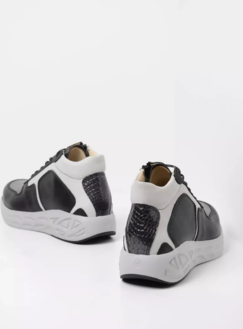 Wolky Pep S2F - antraciet combi stretch leer<DAMES Hoge Veterschoenen|Herfst/Winter
