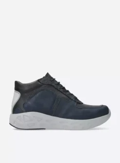 Wolky Pep S2F - denim combi stretch leer<DAMES Hoge Veterschoenen|Herfst/Winter