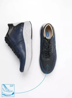 Wolky Pep S2F - denim combi stretch leer<DAMES Hoge Veterschoenen|Herfst/Winter