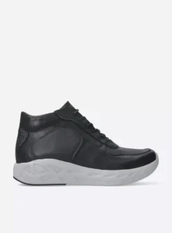 Wolky Pep S2F - zwart combi stretchleer<DAMES Hoge Veterschoenen|Herfst/Winter
