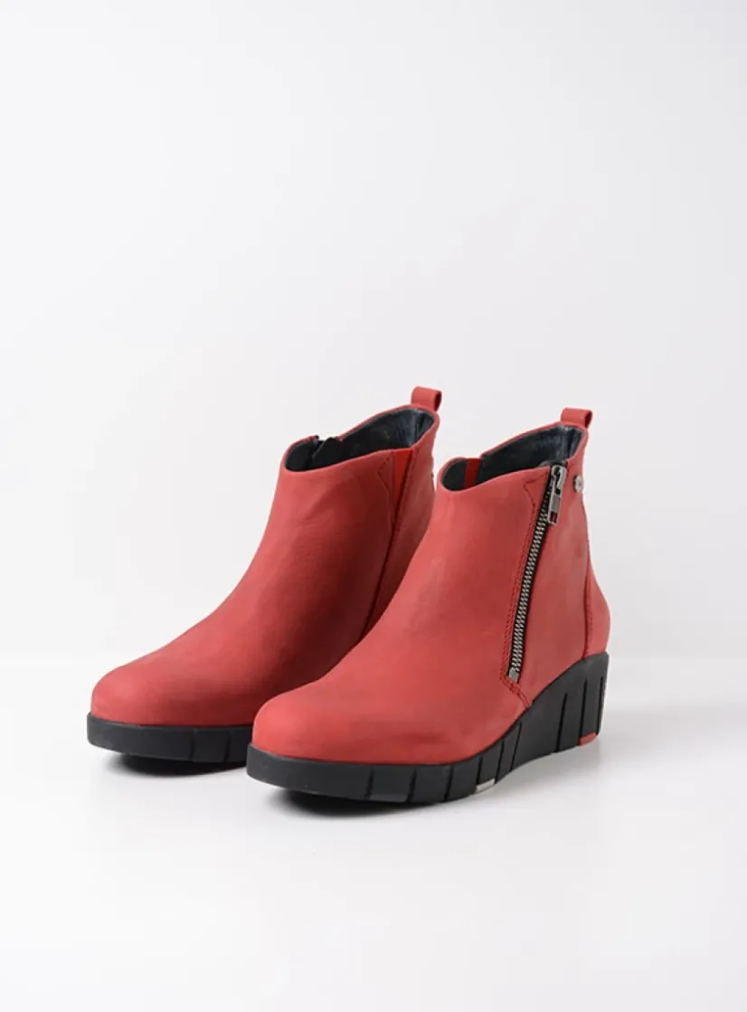 Wolky Phoenix HV - donkerrood nubuck<DAMES Herfst/Winter|Enkellaarsjes