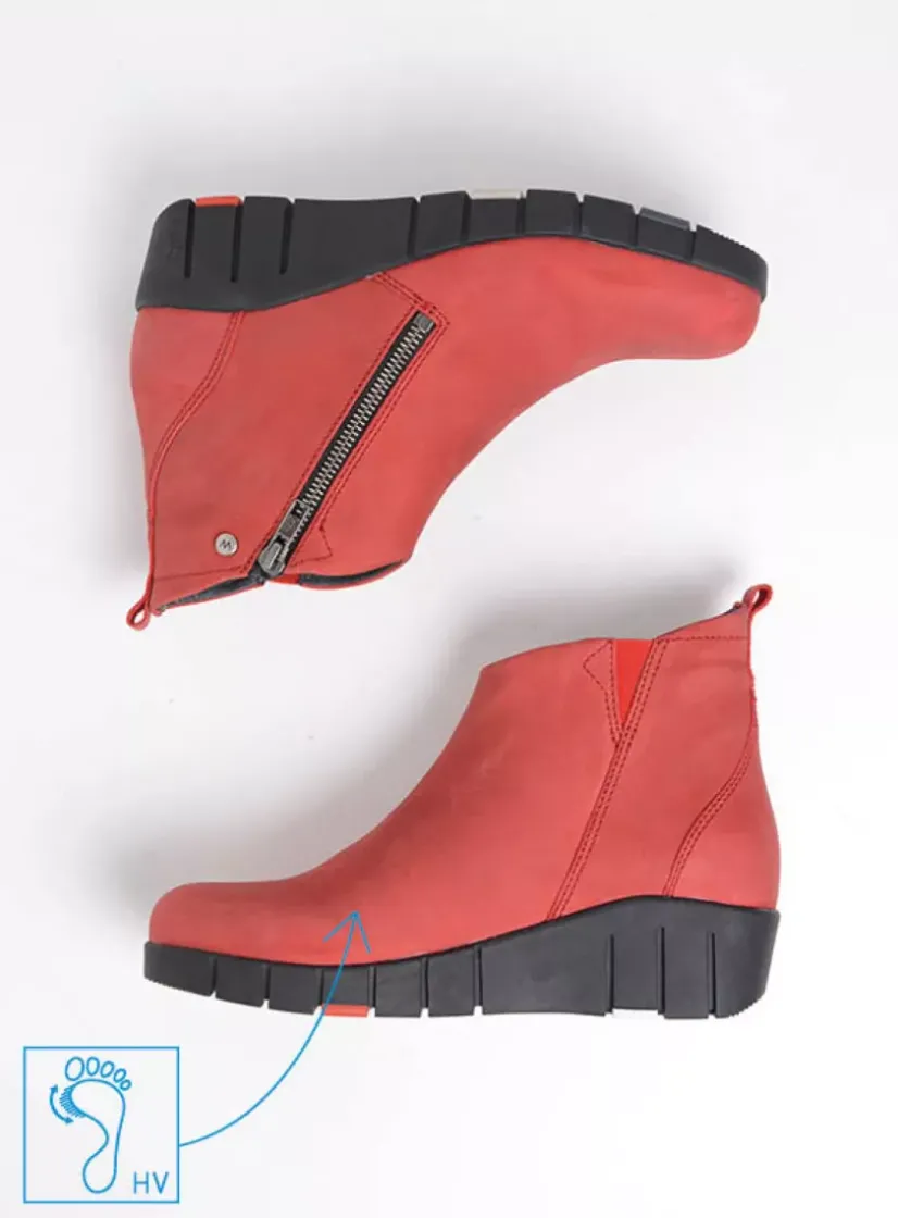 Wolky Phoenix HV - donkerrood nubuck<DAMES Herfst/Winter|Enkellaarsjes