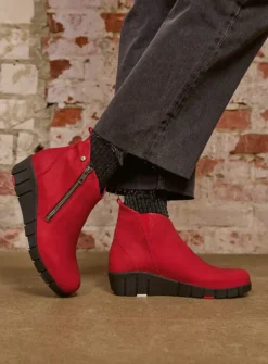 Wolky Phoenix HV - donkerrood nubuck<DAMES Herfst/Winter|Enkellaarsjes