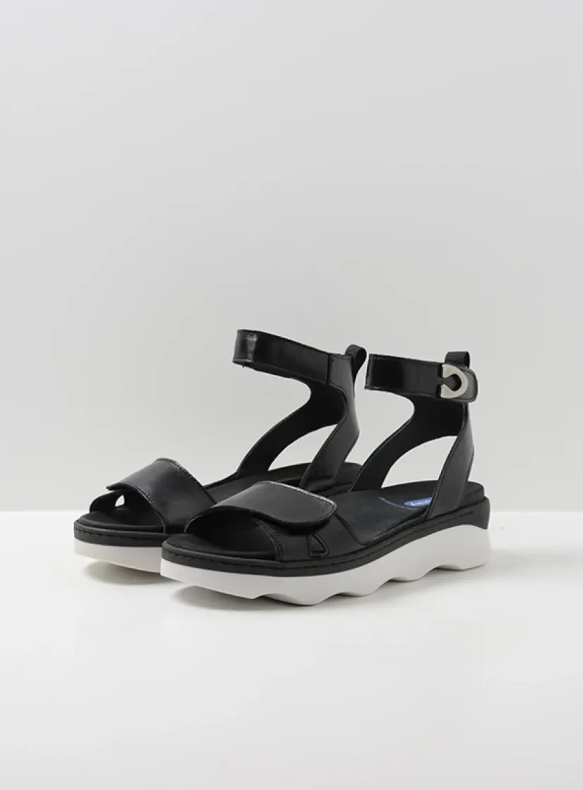 Wolky Plata - zwart/wit leer<DAMES Sandalen