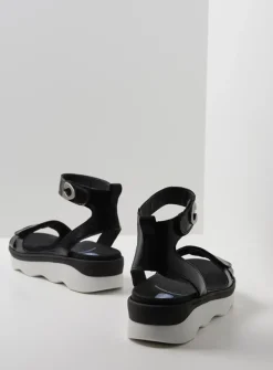 Wolky Plata - zwart/wit leer<DAMES Sandalen