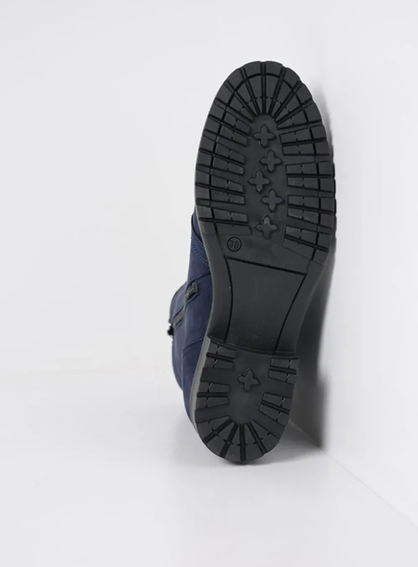 Wolky Quinta F2F - blauw nubuck<DAMES Veterlaarzen|Halfhoge Laarzen