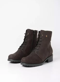 Wolky Quinta F2F - bruin nubuck<DAMES Veterlaarzen|Halfhoge Laarzen