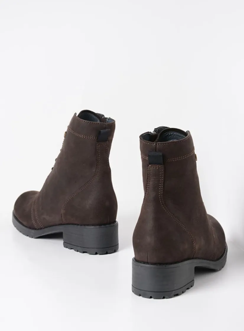 Wolky Quinta F2F - bruin nubuck<DAMES Veterlaarzen|Halfhoge Laarzen