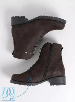 Wolky Quinta F2F - bruin nubuck<DAMES Veterlaarzen|Halfhoge Laarzen