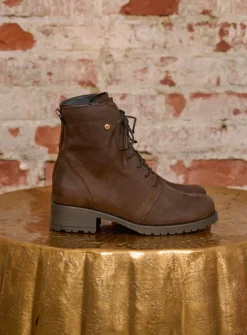 Wolky Quinta F2F - bruin nubuck<DAMES Veterlaarzen|Halfhoge Laarzen