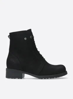 Wolky Quinta F2F - zwart nubuck<DAMES Veterlaarzen|Halfhoge Laarzen