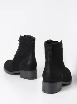 Wolky Quinta F2F - zwart nubuck<DAMES Veterlaarzen|Halfhoge Laarzen