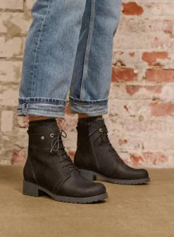 Wolky Quinta F2F - zwart nubuck<DAMES Veterlaarzen|Halfhoge Laarzen