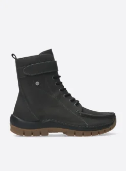 Wolky Reach - asfalt nubuck<DAMES Hoge Veterschoenen|Veterlaarzen