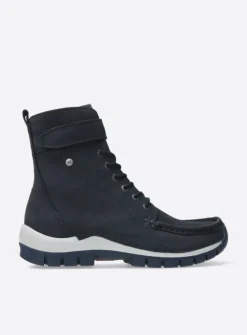 Wolky Reach - blauw nubuck<DAMES Hoge Veterschoenen|Veterlaarzen