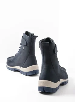Wolky Reach - blauw nubuck<DAMES Hoge Veterschoenen|Veterlaarzen