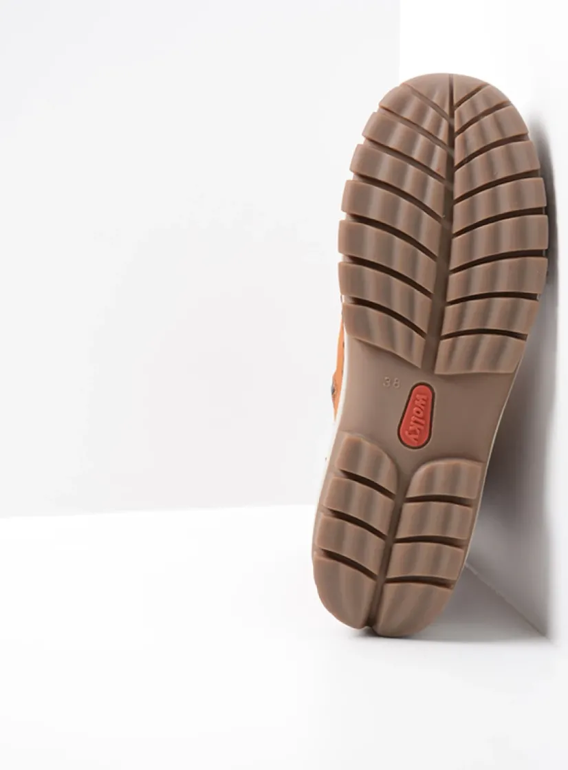 Wolky Reach - cognac nubuck<DAMES Hoge Veterschoenen|Veterlaarzen