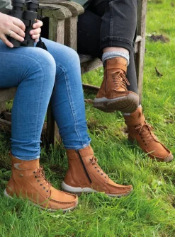 Wolky Reach - cognac nubuck<DAMES Hoge Veterschoenen|Veterlaarzen