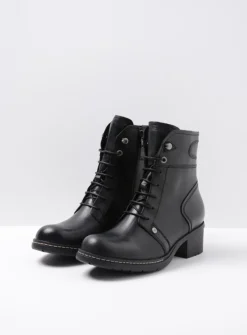 Wolky Red Deer CW - zwart leer<DAMES Veterlaarzen|Biker Boots