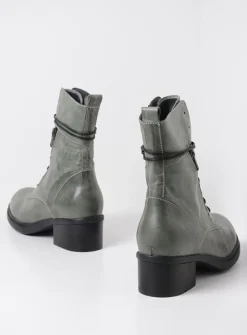 Wolky Rimbley - castor grey leer<DAMES Veterlaarzen|Halfhoge Laarzen