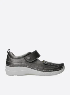 Wolky Roll Combi - antraciet leer<DAMES Herfst/Winter|Bandschoenen
