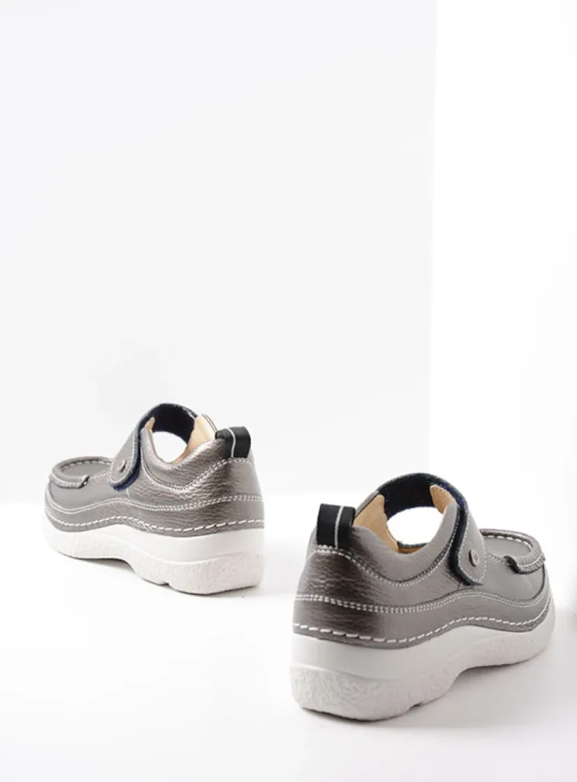 Wolky Roll Combi - antraciet leer<DAMES Herfst/Winter|Bandschoenen