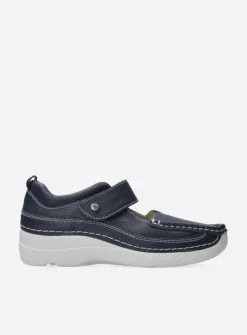 Wolky Roll Combi - blauw leer<DAMES Herfst/Winter|Bandschoenen