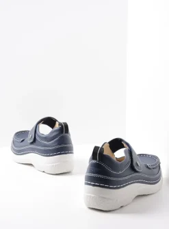 Wolky Roll Combi - blauw leer<DAMES Herfst/Winter|Bandschoenen