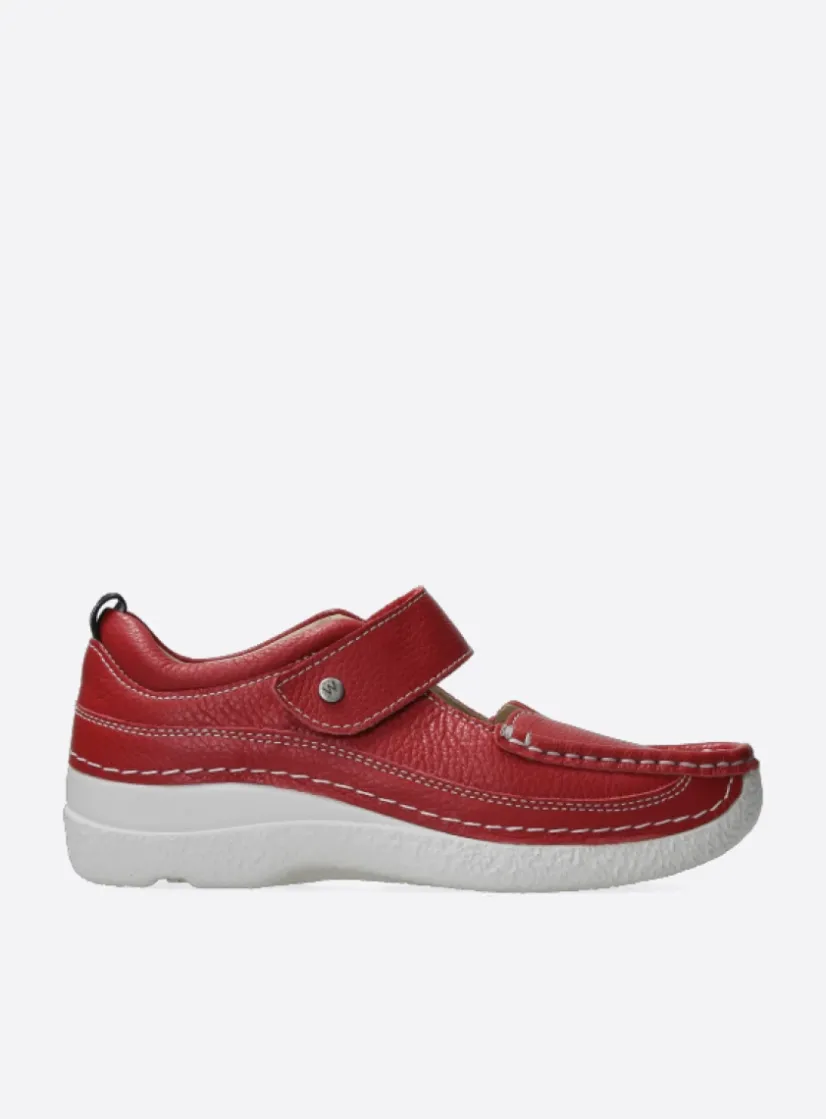 Wolky Roll Combi - rood leer<DAMES Herfst/Winter|Bandschoenen