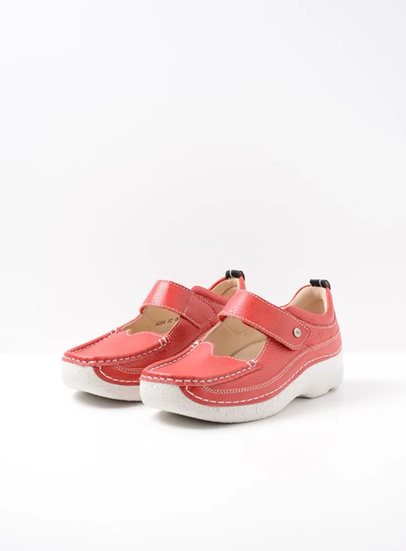 Wolky Roll Combi - rood leer<DAMES Herfst/Winter|Bandschoenen