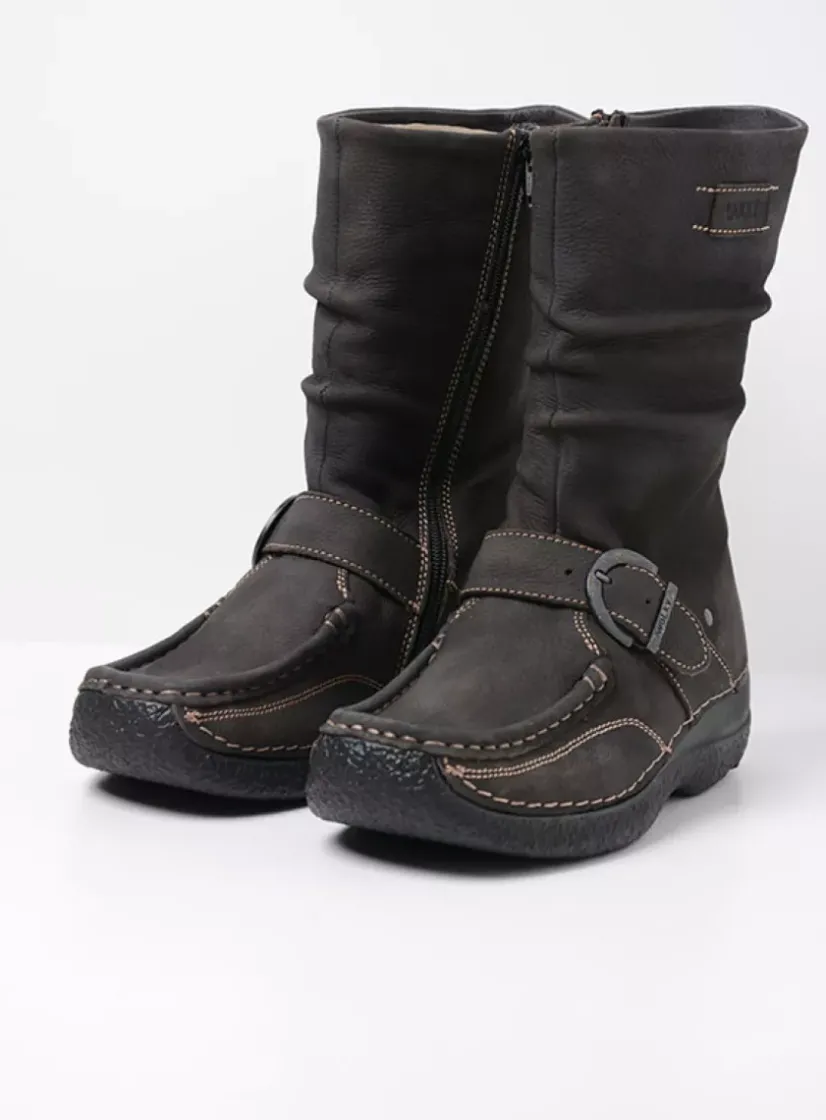 Wolky Roll Jacky - asfalt nubuck<DAMES Halfhoge Laarzen|Herfst/Winter