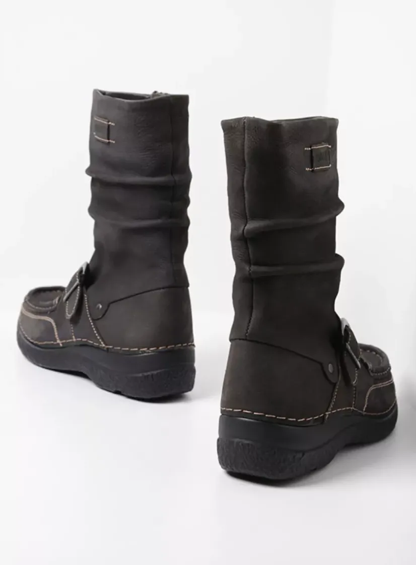 Wolky Roll Jacky - asfalt nubuck<DAMES Halfhoge Laarzen|Herfst/Winter