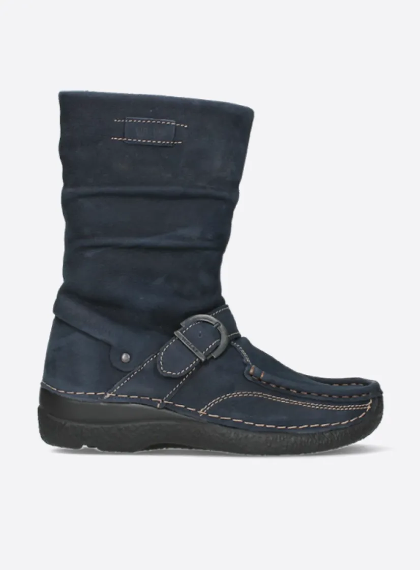 Wolky Roll Jacky - blauw nubuck<DAMES Halfhoge Laarzen|Herfst/Winter